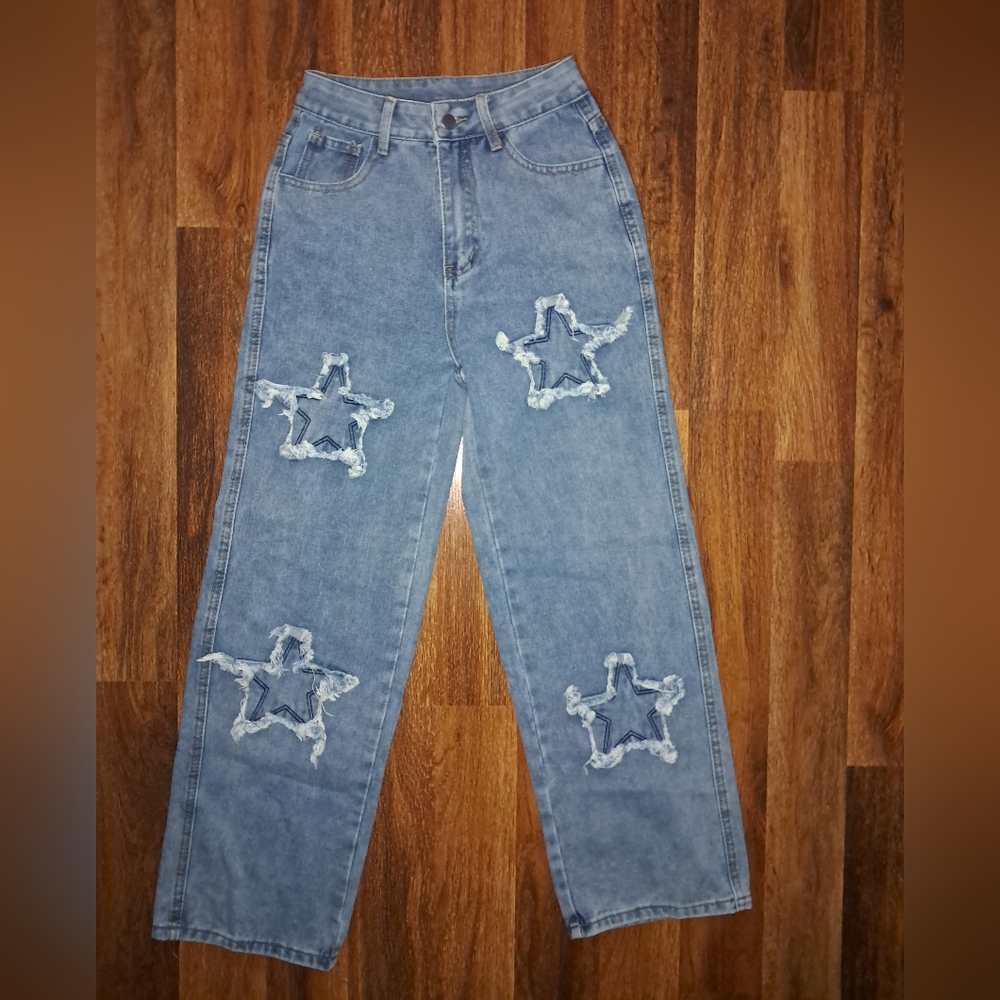SHEIN Star Designed Blue Jeans